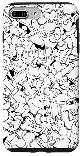 iPhone 7 Plus 8 Plus Chess Player Piece Abstract Cartoon Line Art Pattern White Case