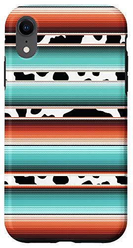 iPhone XR Turquoise Mexican Serape Fiesta Poncho Cow Pattern Case
