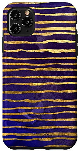 iPhone 11 Pro Max Deep Purple Striped Wavy Lines Abstract Trendy Glam Stripe Case