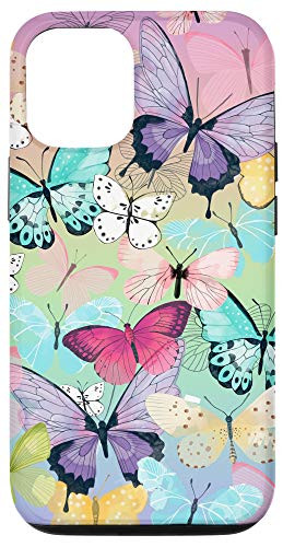 iPhone 12 12 Pro Butterfly Garden Watercolor Butterflies Pastel Lilac Purple Case
