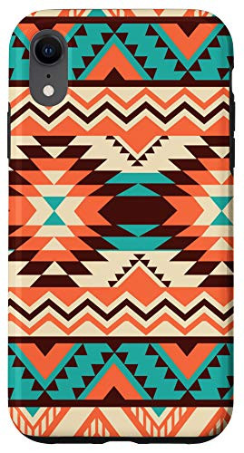 iPhone XR Unique White Turquoise Orange Red Aztec Navajo Pattern Case