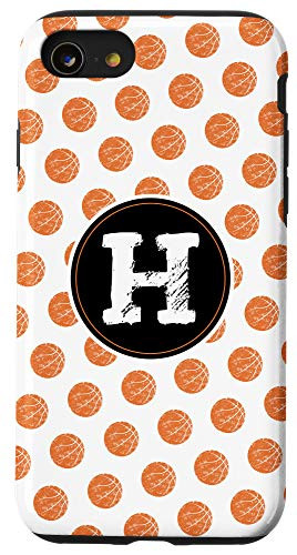 iPhone SE  2020    7   8 Cute Girls Basketball Monogram Letter H Initial White Phone Case