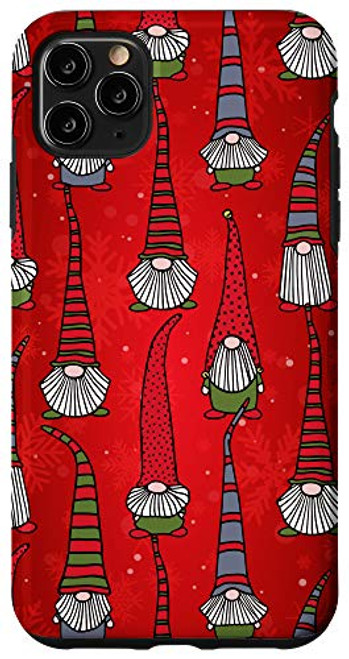 iPhone 11 Pro Max Garden Gnome Merry Christmas Snowflake Pattern Phone Case