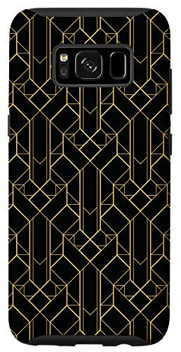 Galaxy S8 Black and Golden Line Vintage Art Deco Geometric Pattern Case