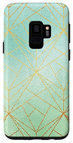Galaxy S9 Abstract Geometric Mint Green Watercolor Lines Phone Case
