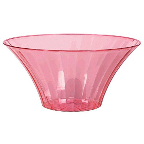 Large Plastic Flared Bowl Color Theme Party Reusable Table Salad Snack and Dessert Serveware and Soup Dishware New Pink 70 oz..