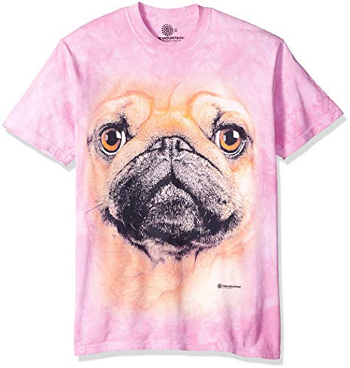The Mountain Pug Face Adult T-Shirt Pink XL The Mountain Pug Face Adult T-Shirt Pink XL