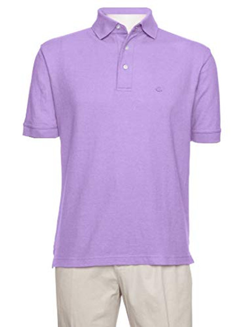 AKA Mens Solid Polo Shirt Classic Fit - Pique Chambray Collar Comfortable Quality Lavender X-Large
