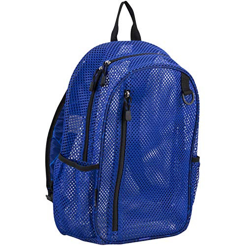 Eastsport Active Mesh Backpack with Padded Adjustable Straps Indigo Mesh Black Trim Shattered Geo Straps