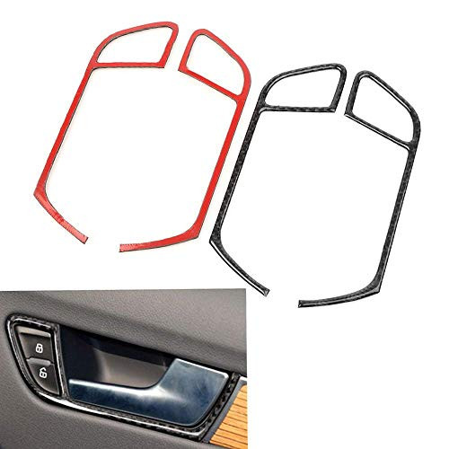 Three T Real Carbon Fiber Car Interior Side Door Grab Handle Panel Frame Trim Cover Guard Inner Decoration Frame Accessories Fit for Audi A4 B8 2009-2016