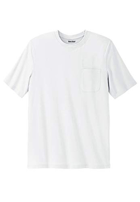 KingSize Mens Big  and  Tall Shrink-Less Lightweight Pocket Crewneck T-Shirt - Tall - 5XL White