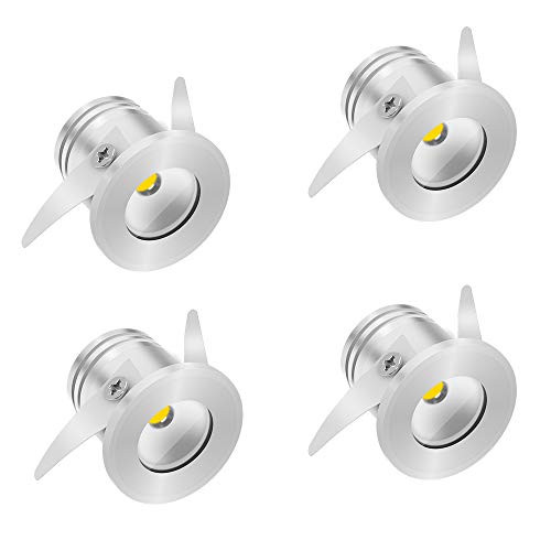 3W Silver LED Downlight Mini Under Cabinet Light Warmwhite 3000K Ceiling Light Spot Light with LED Driver 85~265V Non-Dimmable Recessed Lighting for Kitchen Cabinet Ceiling Bookshelf 4-Pack
