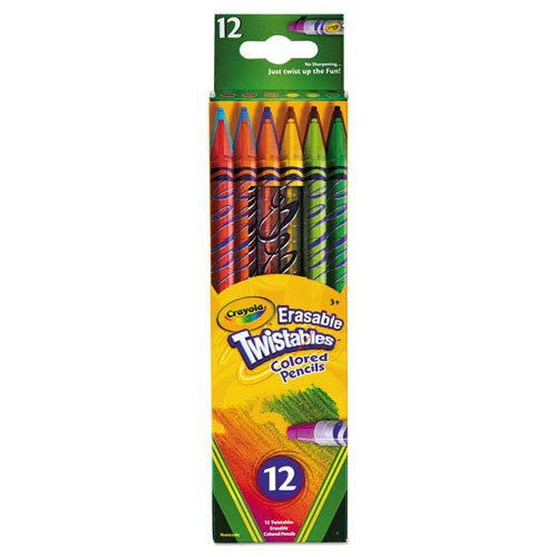 Crayola Products - Crayola - Twistables Erasable Colored Pencils 12 Assorted Colors Pack - Sold As 1 Pack - Erasable. - Built-in erasers. - Twistable with 12 colors. - Clear plastic barrels. - Crayola Products - Crayola - Twistables Erasable Colored Pencils 12 Assorted Colors Pack - Sold As 1 Pack - Erasable. - Built-in erasers. - Twistable with 12 colors. - Clear plastic barrels. -
