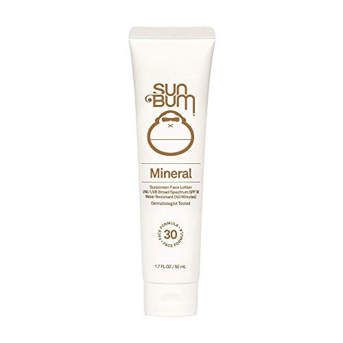 Sun Bum Mineral SPF 30 Non-Tinted Sunscreen Face Lotion   Vegan and Reef Friendly  Octinoxate  and  Oxybenzone Free  Broad Spectrum Natural Sunscreen with UVA UVB Protection   1.7 oz