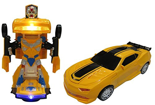 Car Transforms into Robot Car Toys for Children Bump and Go Action with Lights and Scary Sounds
