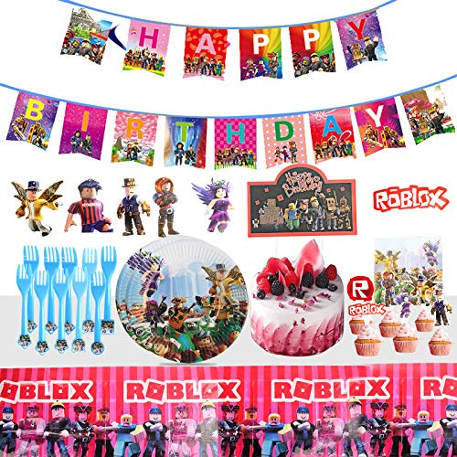 87 Robot Blocks Party Supplies Birthday Party Dessert Set Ro-blox Decorations Included Banners Cake Topper Cupcake Toppers Hanging Decorations Tablecover Napkins 7 Inch Party Paper Plates and Ro-blox Forks for Kids Party Supplies Robot Blocks 87 Robot Blocks Party Supplies Birthday Party Dessert Set Ro-blox Decorations Included Banners Cake Topper Cupcake Toppers Hanging Decorations Tablecover Napkins 7 Inch Party Paper Plates and Ro-blox Forks for Kids Party Supplies Robot Blocks