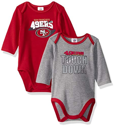 NFL San Francisco 49ers Boys 2 Pack Long Sleeve BODYSUIT Team Color 0-3M