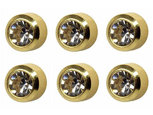 6 Pairs Studex April Crystal Mini 2mm Gold Plated Bezel Setting Ear Piercing Stud Earrings Birthstone