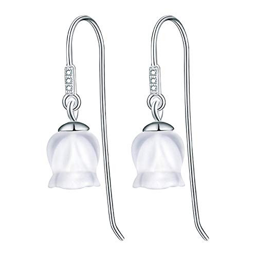 Lotus Fun S925 Sterling Silver Natural Crystal Flower Drop Earrings Lily of the Valley Dangle Earring for Girls and Women Handmade Unique Jewelry Silver Lotus Fun S925 Sterling Silver Natural Crystal Flower Drop Earrings Lily of the Valley Dangle Earring for Girls and Women Handmade Unique Jewelry Silver