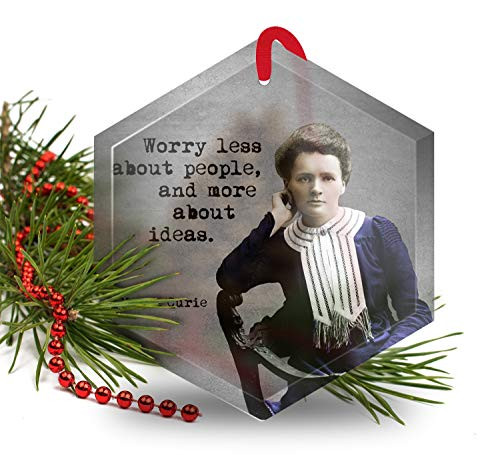 Marie Curie - Famous Scientists Glass Christmas Ornament