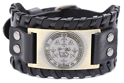 EUEAVAN The Sigil of The Archangel ZADKIEL Talisman for Freedom Braided Wide Leather Wristband Bracelet Antique BronzeBlack EUEAVAN The Sigil of The Archangel ZADKIEL Talisman for Freedom Braided Wide Leather Wristband Bracelet Antique BronzeBlack