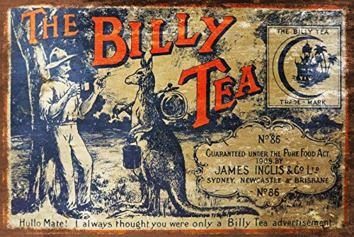 Cimily Billy Tea Australian Metal Vintage Tin Sign Decor for Movie House Bar Pub Funny Retro Plaque Poster Wall Art Sign 8x12 inches