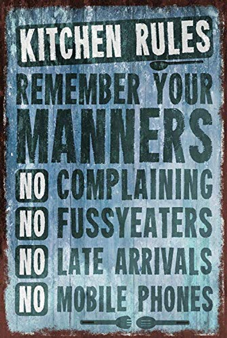 Rules Vintage Look Retro Style Metal Sign Plaque Home Family Home Gift Family Yard Garden Celebration Farm Courtyard Posters Bar Pub Novelty Funny Metal Signs Wall Decor 12x16 Inch
