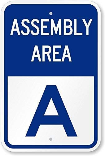 DYLAN MILLER Safety Sign - Assembly Area A DYU0855 12 x 16 Inches Metal Sign Durable Indoor and Outdoor Signs Street Signs