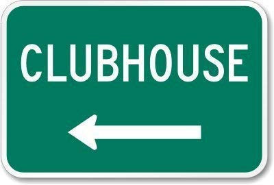 DYLAN MILLER Safety Sign - Clubhouse  with Left Arrow  DYU0506 12 x 16 Inches Metal Sign Durable Indoor and Outdoor Signs Street Signs
