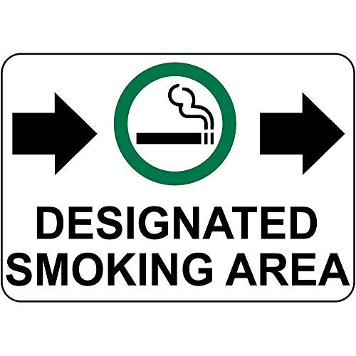 DYLAN MILLER Safety Sign - Designated Smoking Area W Right Arrow DYU0603 12 x 16 Inches Metal Sign Durable Indoor and Outdoor Signs Street Signs