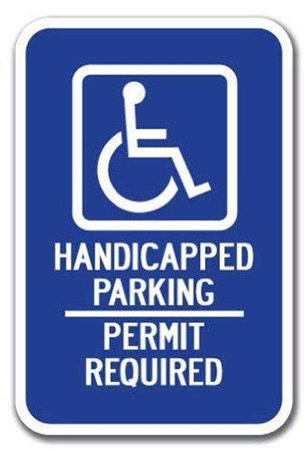 DYLAN MILLER Safety Sign - Handicapped Symbol with Handicapped Parking Permit Required Sign DYU0674 12 x 16 Inches Metal Sign Durable Indoor and Outdoor Signs Street Signs