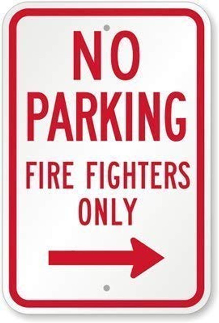 DYLAN MILLER Safety Sign - No Parking Firefighters Only  with Right Arrow  Sign DYU0680 12 x 16 Inches Metal Sign Durable Indoor and Outdoor Signs Street Signs