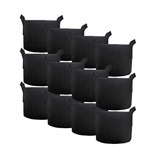 Eimoon 12-Pack 5 Gallon Grow Bags Plant Garden Bags Fabric Pots for Potato Tomato Vegetables Growing Fabric Grow Bags with Steady Handles to Plant Flowers