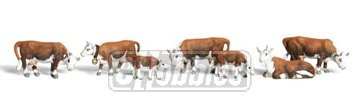 Woodland Scenics N Hereford Cows WOOA2144