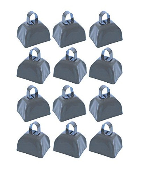 School Cowbells - Set Of 12 Metal Cowbell Noisemakers (Select A Color) (Silver) School Cowbells - Set Of 12 Metal Cowbell Noisemakers (Select A Color) (Silver)