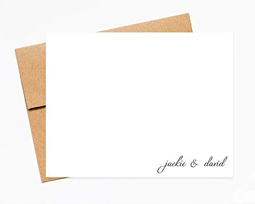 Couple Elegant Script Personalized Stationery Cards - Stationary Note Cards Set with envelopes