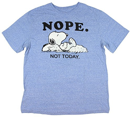Peanuts Mens Snoopy Nope. Not Today. T-Shirt  Heather Blue XXX-Large