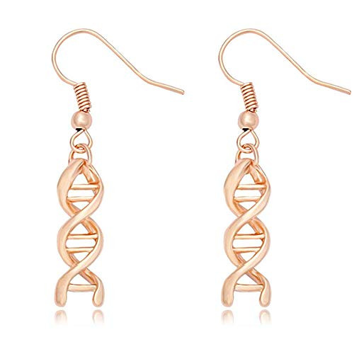 MANZHEN Gold Rose Gold Silver Molecule Spiral DNA Double Helix Chemistry Science Earrings Dangle Earrings  Rose Gold2