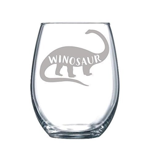 Winosaur Funny Gift Laser Etched Engraved Wine Glass - 17 oz