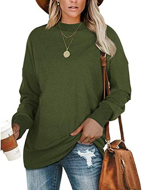 Hount Oversized Sweatshirt for Women Baggy Long Sleeve Tunic Tops Crewneck Casual Shirts XX-Large Green Hount Oversized Sweatshirt for Women Baggy Long Sleeve Tunic Tops Crewneck Casual Shirts XX-Large Green