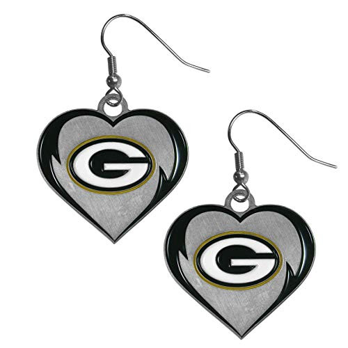 NFL Green Bay Packers Womens Heart Dangle Earrings Team Color One Size NFL Green Bay Packers Womens Heart Dangle Earrings Team Color One Size