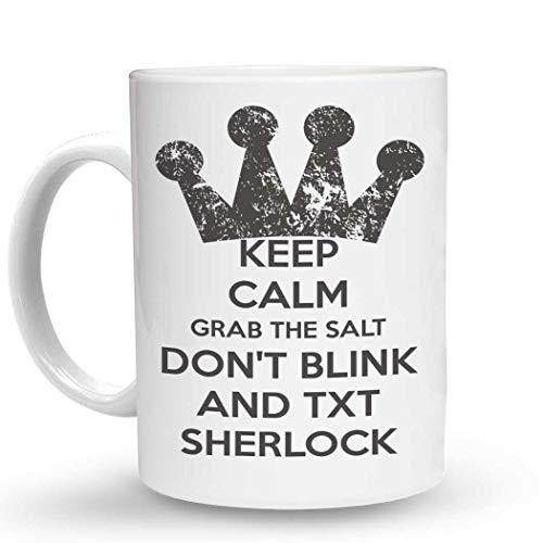 Makoroni - KEEP CALM GRAB THE SALT DONT BLINK AND TXT SHERLOCK 6 oz Ceramic Espresso Shot Mug Cup Design59