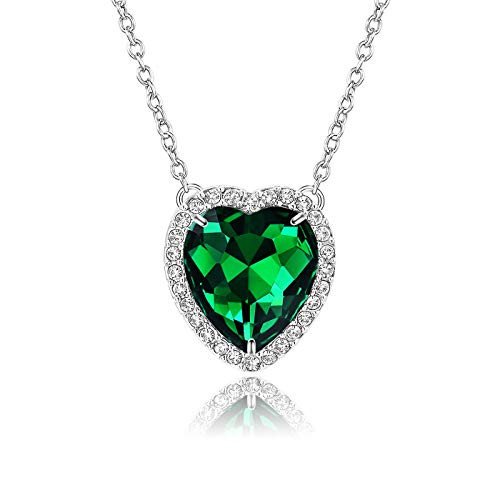 Beyond Love May Birthstone Necklace Green Emerald Heart Crystal Halo Pendant 14K White Gold Plated Dainty Chain Choker Princess Necklaces for Women Girls Jewelry Gift Silver 18 Beyond Love May Birthstone Necklace Green Emerald Heart Crystal Halo Pendant 14K White Gold Plated Dainty Chain Choker Princess Necklaces for Women Girls Jewelry Gift Silver 18