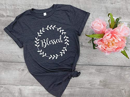 Blessed Mama Mom Shirt Womens T Shirt Casual Short Sleeve T-Shirt Top Graphic Tee
