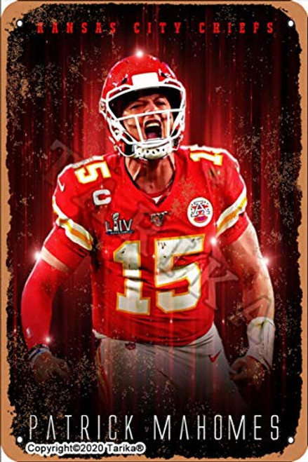Patrick Mahomes Kansas City Chiefs 8X12 Inch Tin Vintage Look Decoration Poster Sign for Home Kitchen Bathroom Farm Garden Garage Inspirational Quotes Wall Decor
