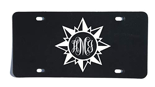 Custom Personalized Monogram Vanity Plate Initial Front License Auto Tag Car Accessories Hiking Nautical Compass Script Design Custom Personalized Monogram Vanity Plate Initial Front License Auto Tag Car Accessories Hiking Nautical Compass Script Design