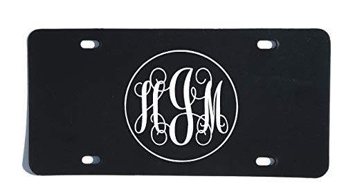 Custom Personalized Monogram Vanity Plate Initial Front License Auto Tag Car Accessories Circle Script Design Custom Personalized Monogram Vanity Plate Initial Front License Auto Tag Car Accessories Circle Script Design