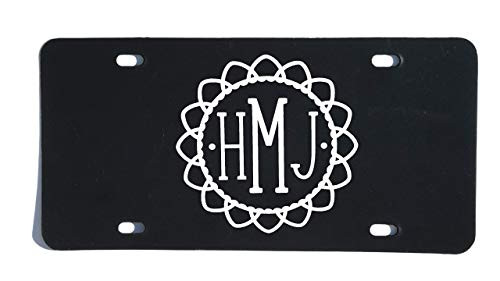 Custom Personalized Monogram Vanity Plate Initial Front License Auto Tag Car Accessories Flower Simple Letter Design Custom Personalized Monogram Vanity Plate Initial Front License Auto Tag Car Accessories Flower Simple Letter Design