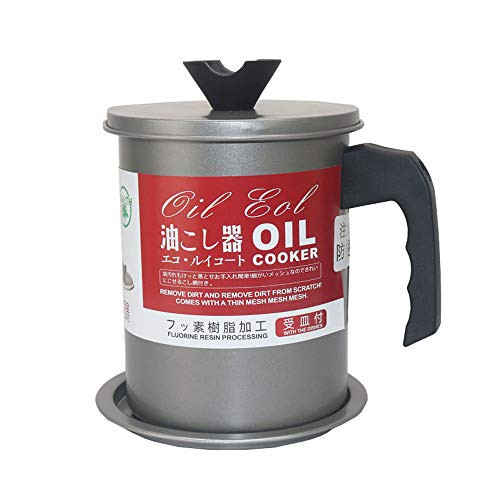 GEETEST Kitchen Oil Strainer Pot Grease Containers with Strainer 1.7L Stainless Steel Oil Dispenser and Storage Can Container with Fine Mesh Strainer Suitable for Storing Frying Oil and Cooking Grease