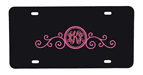 Custom Personalized Monogram Vanity Plate Initial Front License Auto Tag Car Accessories Fancy Scroll Script Letter Design Custom Personalized Monogram Vanity Plate Initial Front License Auto Tag Car Accessories Fancy Scroll Script Letter Design